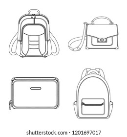 Isolated object of suitcase and baggage sign. Collection of suitcase and journey vector icon for stock.