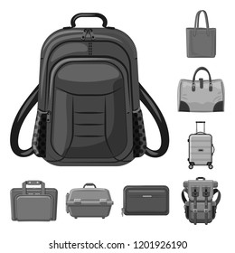 Isolated object of suitcase and baggage sign. Collection of suitcase and journey vector icon for stock.
