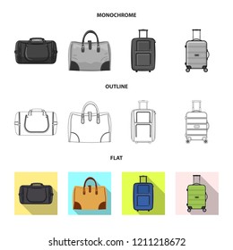 Isolated object of suitcase and baggage sign. Collection of suitcase and journey vector icon for stock.