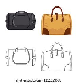 Isolated object of suitcase and baggage sign. Collection of suitcase and journey vector icon for stock.