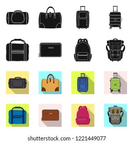 Isolated object of suitcase and baggage sign. Set of suitcase and journey stock symbol for web.
