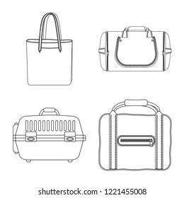 Isolated object of suitcase and baggage sign. Set of suitcase and journey vector icon for stock.