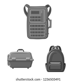 Isolated object of suitcase and baggage sign. Collection of suitcase and journey stock symbol for web.