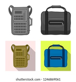 Isolated object of suitcase and baggage sign. Collection of suitcase and journey stock vector illustration.