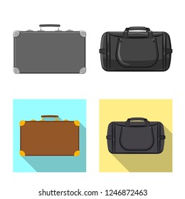 Isolated object of suitcase and baggage sign. Set of suitcase and journey stock vector illustration.