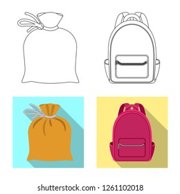 Isolated object of suitcase and baggage sign. Set of suitcase and journey stock symbol for web.