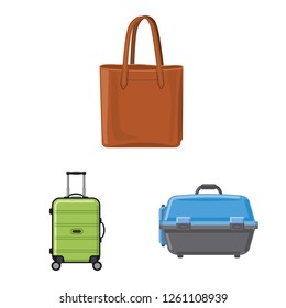 Isolated object of suitcase and baggage sign. Set of suitcase and journey stock symbol for web.