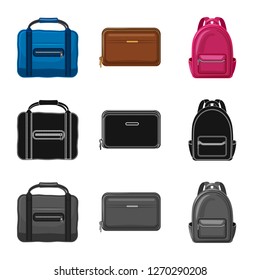 Isolated object of suitcase and baggage sign. Collection of suitcase and journey stock vector illustration.