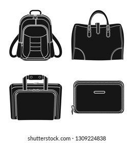 Isolated object of suitcase and baggage sign. Set of suitcase and journey stock vector illustration.