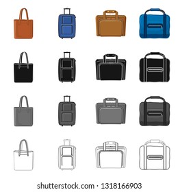 Isolated object of suitcase and baggage sign. Collection of suitcase and journey stock symbol for web.