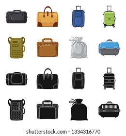 Isolated object of suitcase and baggage sign. Collection of suitcase and journey stock symbol for web.