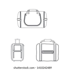 Isolated object of suitcase and baggage sign. Collection of suitcase and journey stock vector illustration.