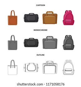 Isolated object of suitcase and baggage symbol. Set of suitcase and journey stock symbol for web.