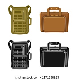 Isolated object of suitcase and baggage symbol. Collection of suitcase and journey stock vector illustration.