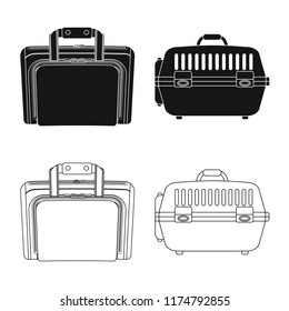 Isolated object of suitcase and baggage symbol. Set of suitcase and journey stock symbol for web.