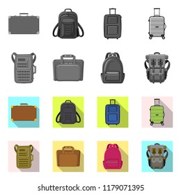 Isolated object of suitcase and baggage symbol. Collection of suitcase and journey stock vector illustration.