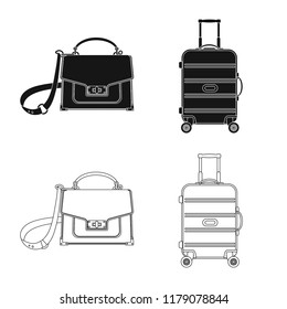 Isolated object of suitcase and baggage symbol. Collection of suitcase and journey stock vector illustration.
