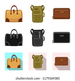 Isolated object of suitcase and baggage symbol. Set of suitcase and journey stock symbol for web.