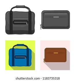 Isolated object of suitcase and baggage symbol. Set of suitcase and journey stock vector illustration.