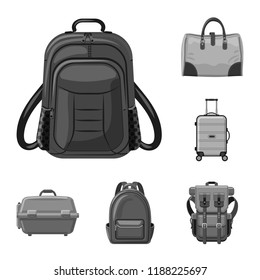 Isolated object of suitcase and baggage symbol. Set of suitcase and journey vector icon for stock.