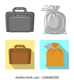 Isolated object of suitcase and baggage symbol. Collection of suitcase and journey vector icon for stock.