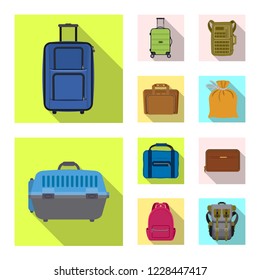 Isolated object of suitcase and baggage symbol. Set of suitcase and journey stock vector illustration.