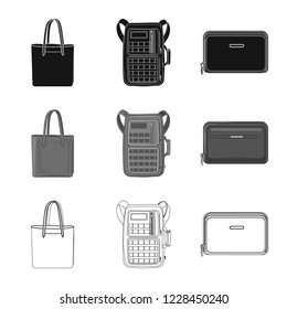 Isolated object of suitcase and baggage symbol. Collection of suitcase and journey stock symbol for web.
