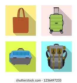 Isolated object of suitcase and baggage symbol. Collection of suitcase and journey stock vector illustration.