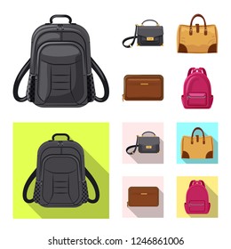 Isolated object of suitcase and baggage symbol. Set of suitcase and journey stock symbol for web.