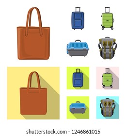 Isolated object of suitcase and baggage symbol. Collection of suitcase and journey stock symbol for web.