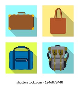 Isolated object of suitcase and baggage symbol. Set of suitcase and journey stock vector illustration.