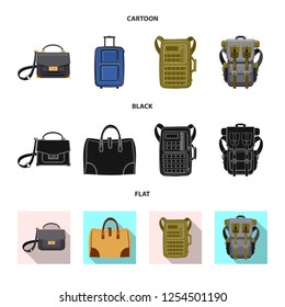 Isolated object of suitcase and baggage symbol. Collection of suitcase and journey stock vector illustration.