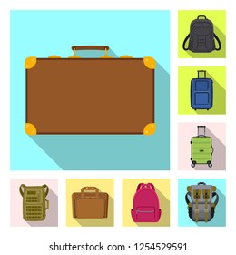 Isolated object of suitcase and baggage symbol. Set of suitcase and journey stock symbol for web.