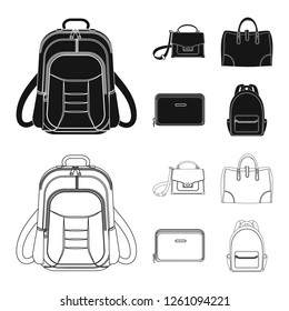 Isolated object of suitcase and baggage symbol. Collection of suitcase and journey stock vector illustration.
