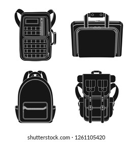 Isolated object of suitcase and baggage symbol. Set of suitcase and journey stock vector illustration.