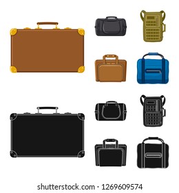 Isolated object of suitcase and baggage symbol. Set of suitcase and journey vector icon for stock.