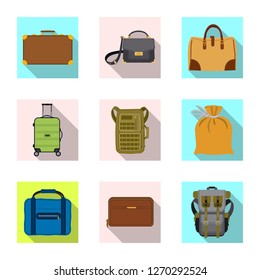Isolated object of suitcase and baggage symbol. Collection of suitcase and journey stock symbol for web.
