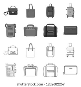 Isolated object of suitcase and baggage symbol. Collection of suitcase and journey stock symbol for web.