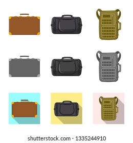 Isolated object of suitcase and baggage symbol. Collection of suitcase and journey stock symbol for web.