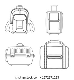 Isolated object of suitcase and baggage symbol. Set of suitcase and journey stock symbol for web.