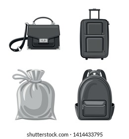 Isolated object of suitcase and baggage symbol. Collection of suitcase and journey vector icon for stock.