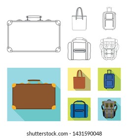 Isolated object of suitcase and baggage symbol. Set of suitcase and journey stock symbol for web.