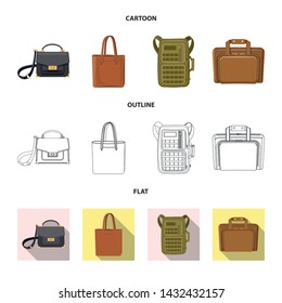 Isolated object of suitcase and baggage symbol. Collection of suitcase and journey vector icon for stock.