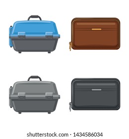 Isolated object of suitcase and baggage symbol. Collection of suitcase and journey stock vector illustration.