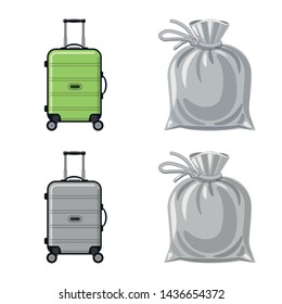 Isolated object of suitcase and baggage symbol. Collection of suitcase and journey vector icon for stock.