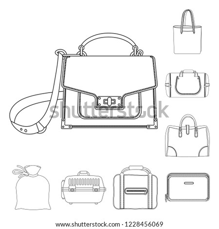 Isolated object of suitcase and baggage symbol. Set of suitcase and journey vector icon for stock.