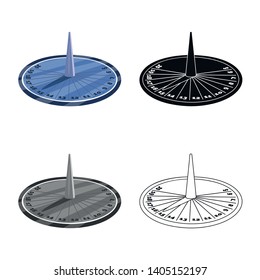 Isolated object of sundial and clock icon. Collection of sundial and time stock symbol for web.