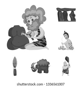 Isolated object of survival   and history  icon. Collection of survival   and prehistory vector icon for stock.