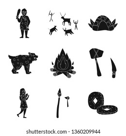Isolated object of survival and primeval symbol. Collection of survival and stone stock symbol for web.