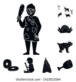 Isolated object of survival and primeval symbol. Collection of survival and stone stock vector illustration.